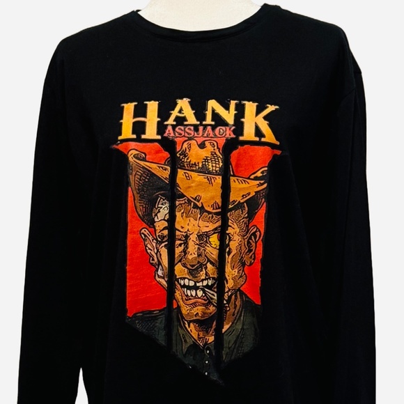 Black “HANK III - ASSJACK” Long Sleeve Graphic Tee - Picture 1 of 2